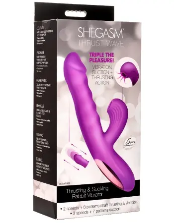 Thrust Wave Thrusting and Sucking Rabbit Vibrator  - Purple