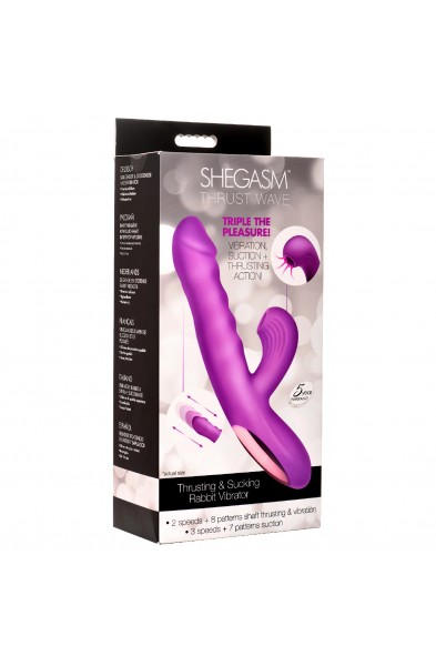 Thrust Wave Thrusting and Sucking Rabbit Vibrator  - Purple