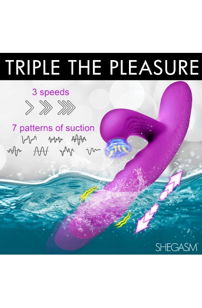 Thrust Wave Thrusting and Sucking Rabbit Vibrator  - Purple