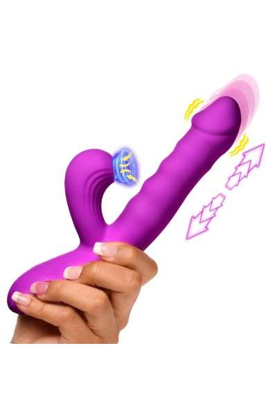 Thrust Wave Thrusting and Sucking Rabbit Vibrator  - Purple