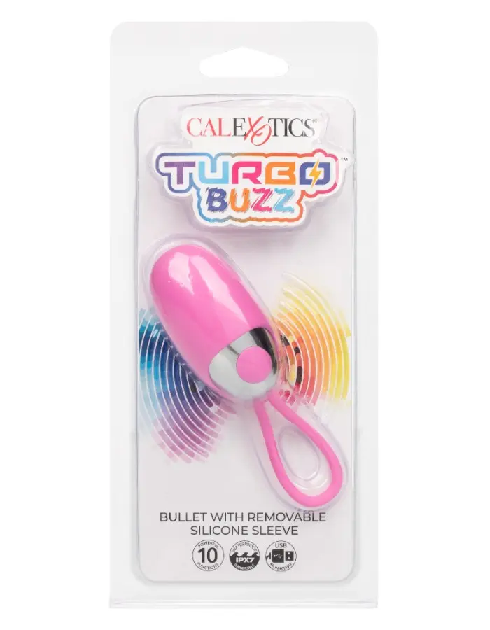 Turbo Buzz Bullet With Removable Silicone Sleeve - Pink