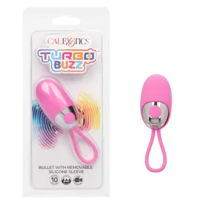 Turbo Buzz Bullet With Removable Silicone Sleeve - Pink