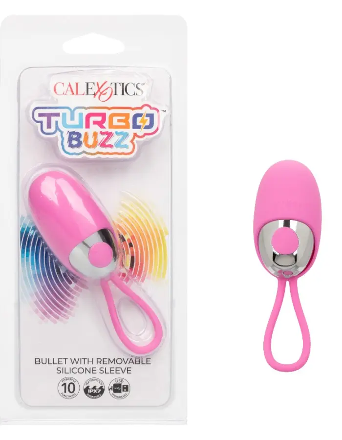 Turbo Buzz Bullet With Removable Silicone Sleeve - Pink
