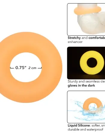 Alpha Glow-in-the-Dark Liquid Silicone Prolong Medium Ring - Orange