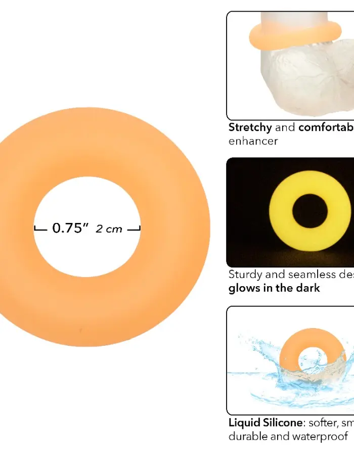 Alpha Glow-in-the-Dark Liquid Silicone Prolong Medium Ring - Orange