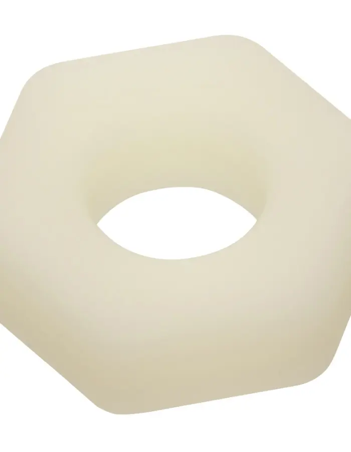 Alpha Glow-in-the-Dark Liquid Silicone Prolong Sexagon Ring - White