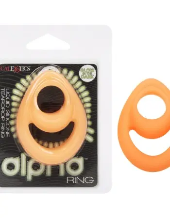Alpha Glow-in-the-Dark Liquid Silicone Teardrop Ring - Orange
