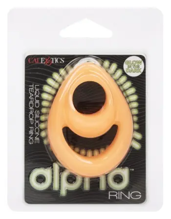 Alpha Glow-in-the-Dark Liquid Silicone Teardrop Ring - Orange