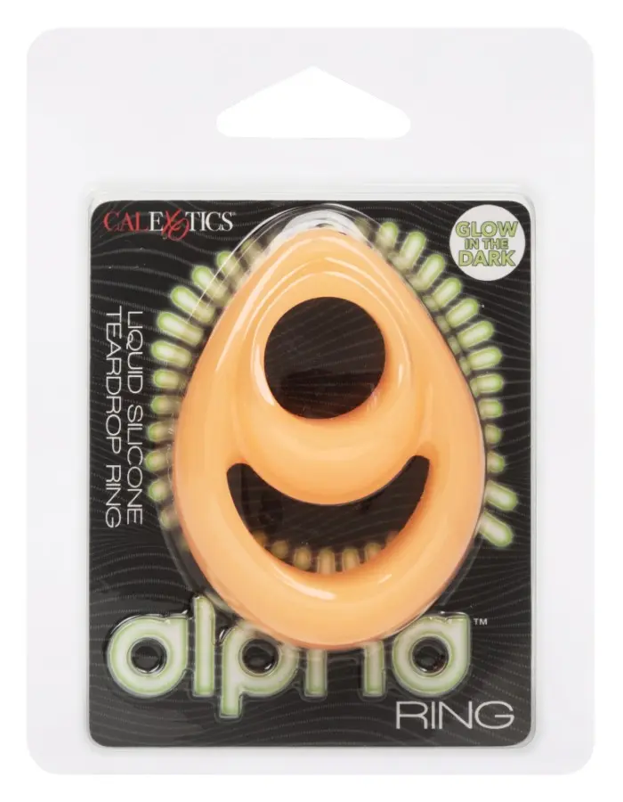 Alpha Glow-in-the-Dark Liquid Silicone Teardrop Ring - Orange