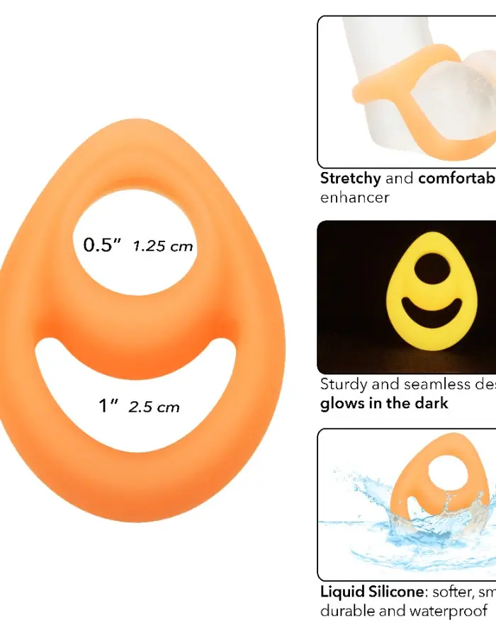 Alpha Glow-in-the-Dark Liquid Silicone Teardrop Ring - Orange