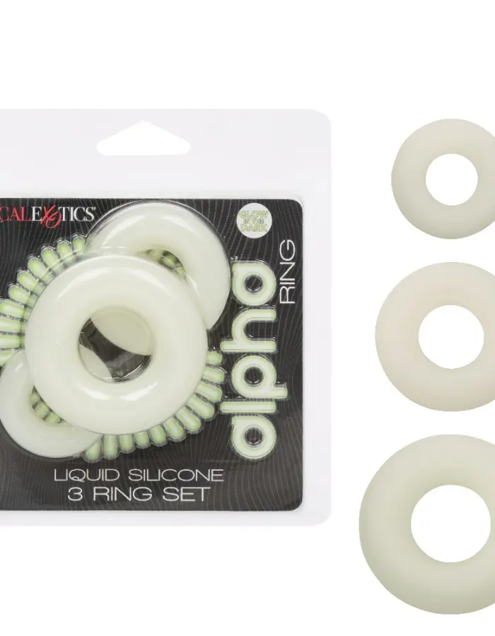 Alpha Glow-in-the-Dark Liquid Silicone 3 Ring Set - White