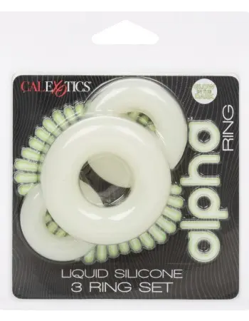 Alpha Glow-in-the-Dark Liquid Silicone 3 Ring Set - White