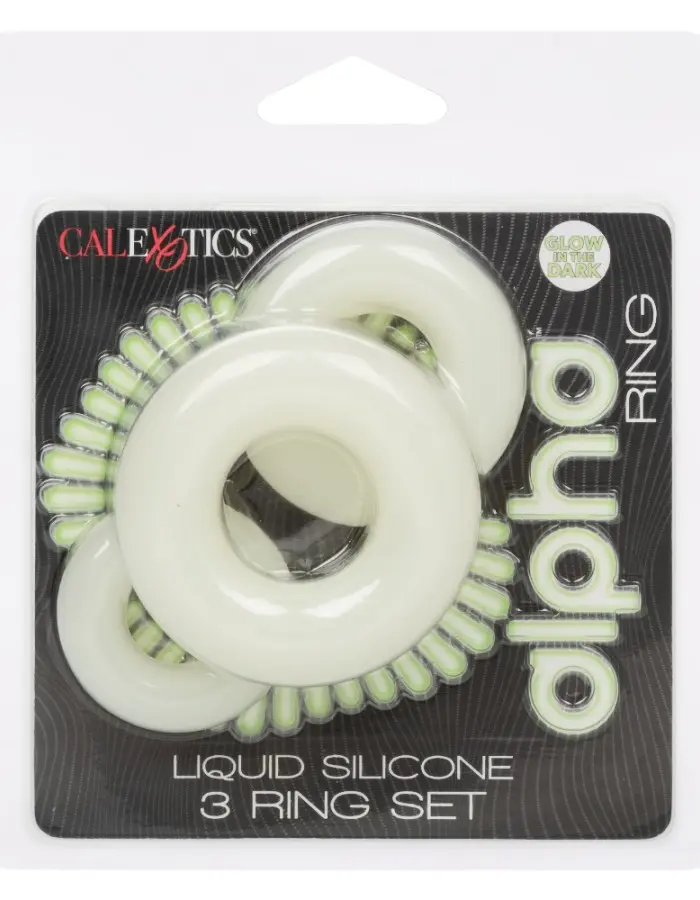 Alpha Glow-in-the-Dark Liquid Silicone 3 Ring Set - White