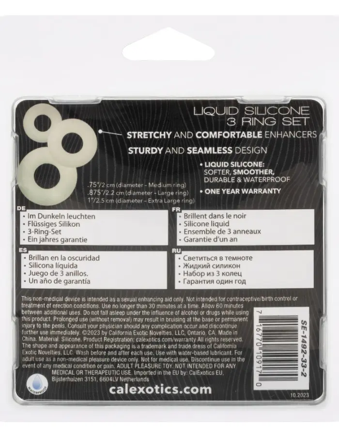 Alpha Glow-in-the-Dark Liquid Silicone 3 Ring Set - White