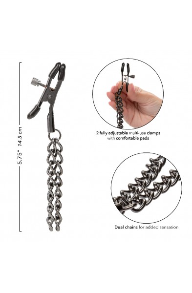 Euphoria Collection Chain Nipple Clamps - Black