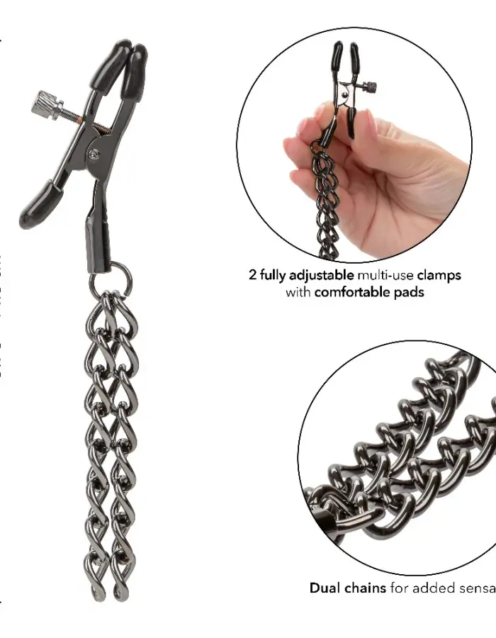 Euphoria Collection Chain Nipple Clamps - Black