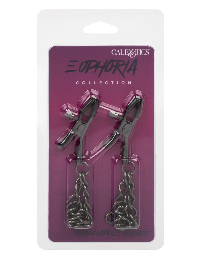 Euphoria Collection Chain Nipple Clamps - Black