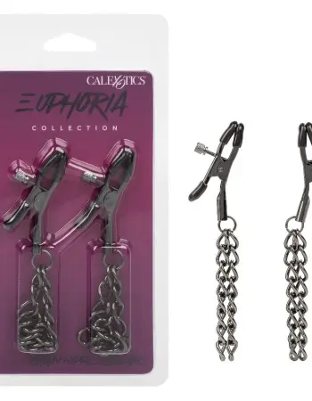 Euphoria Collection Chain Nipple Clamps - Black