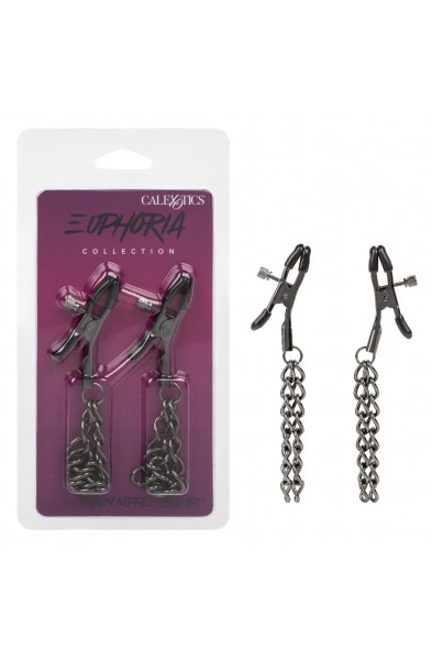 Euphoria Collection Chain Nipple Clamps - Black