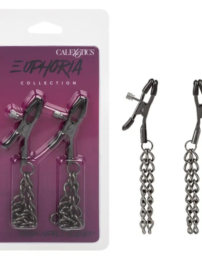 Euphoria Collection Chain Nipple Clamps - Black