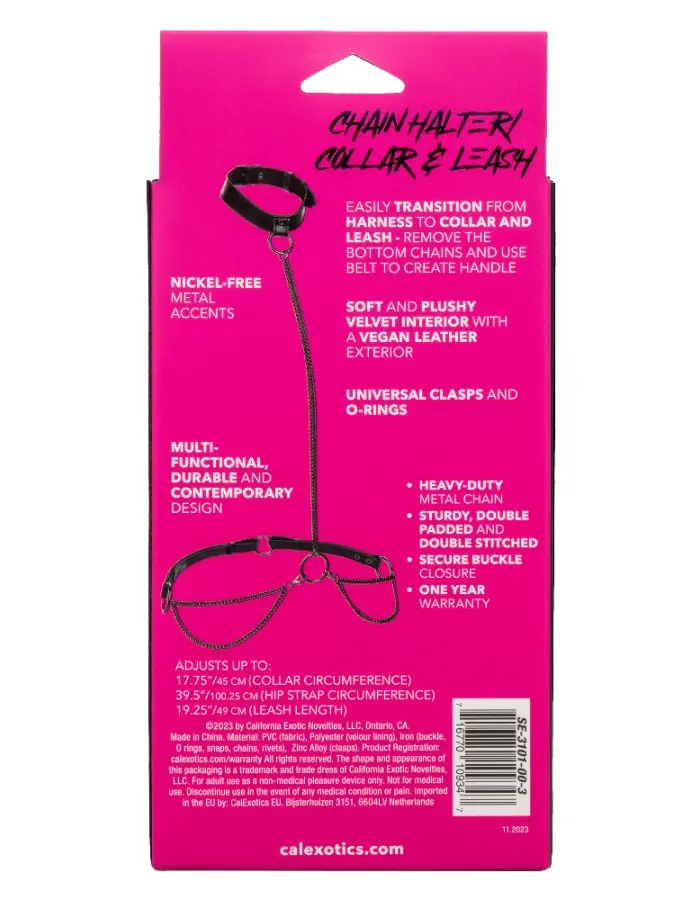 Euphoria Collection Chain Halter/collar and Leash - Black