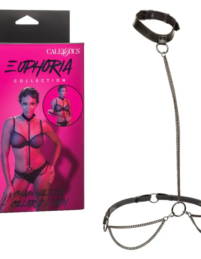 Euphoria Collection Chain Halter/collar and Leash - Black