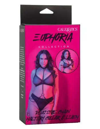Euphoria Collection Plus Size Chain Halter/collar and Leash - Black