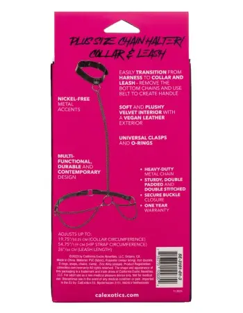 Euphoria Collection Plus Size Chain Halter/collar and Leash - Black