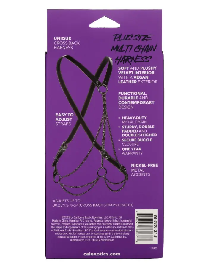 Euphoria Collection Plus Size Multi Chain Harness - Black