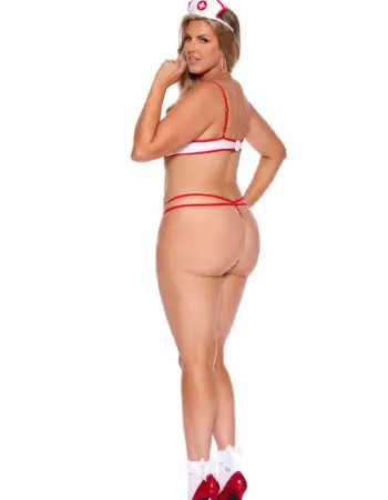 Nurse Naughty Teddy - Queen Size - White/red
