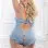 2 Pc Peek-a-Boo Lace Teddy With Snap Crotch and  Garter - Queen - Blue Babe