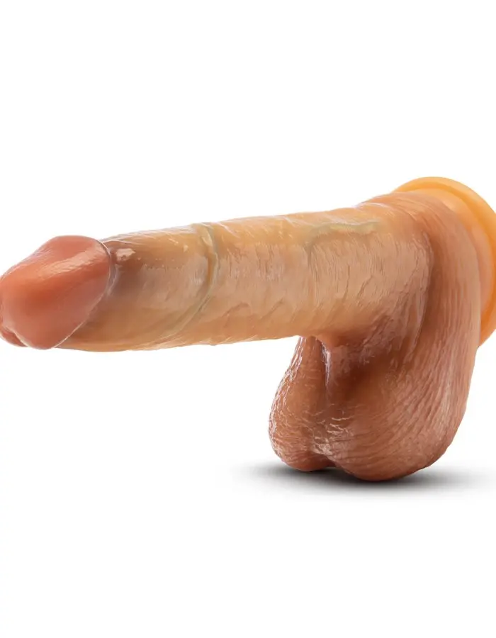 Renaissance - Davinci - 8 Inch Sliding Foreskin Dildo With Squeezable Balls - Tan