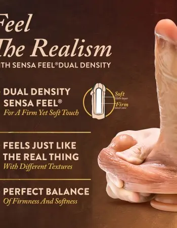 Renaissance - Davinci - 8 Inch Sliding Foreskin Dildo With Squeezable Balls - Tan