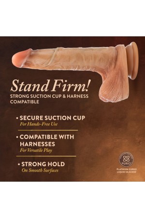 Renaissance - Davinci - 8 Inch Sliding Foreskin Dildo With Squeezable Balls - Tan