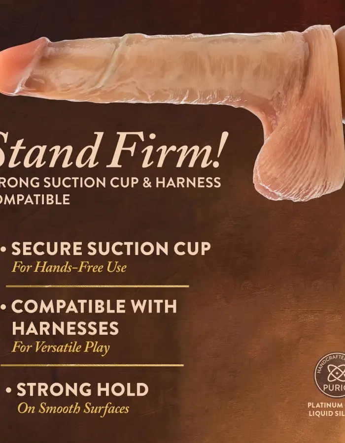 Renaissance - Davinci - 8 Inch Sliding Foreskin Dildo With Squeezable Balls - Tan