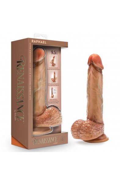 Renaissance - Raphael - 9.5 Inch Sliding Foreskin  Dildo With Squeezable Balls - Tan