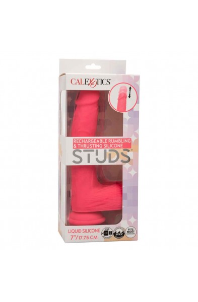 Rechargeable Rumbling and Thrusting Silicone Studs - Pink