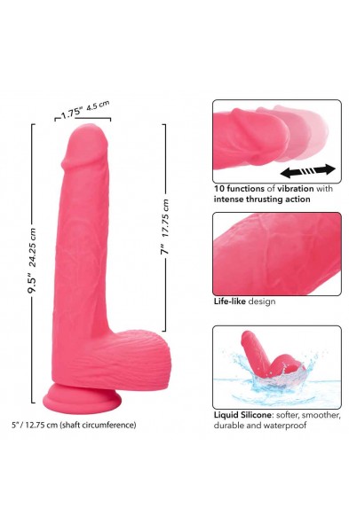 Rechargeable Rumbling and Thrusting Silicone Studs - Pink