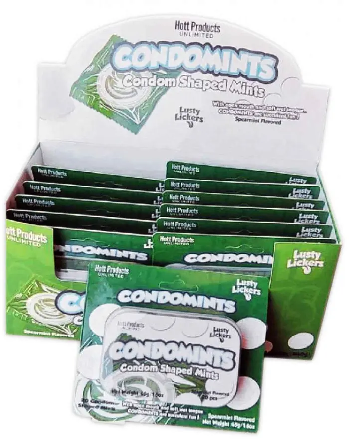 Condomints Spearmints Flavor Condoms Shaped Mints Display
