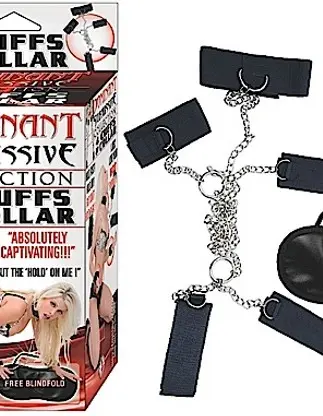 Dominant Submissive 4 Cuffs and Collar - Black