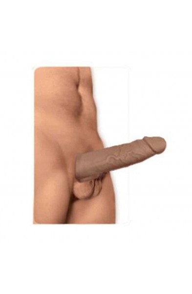 Natural Realskin Vibrating Penis Xtender - Brown