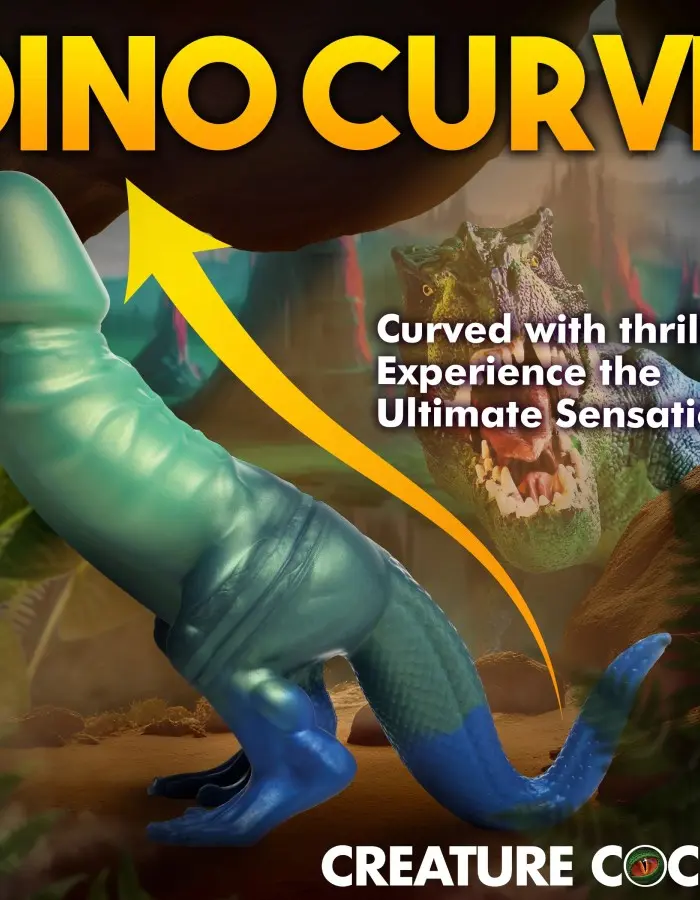 Jurassic Cock Dinosaur Silicone Dildo - Green/blue
