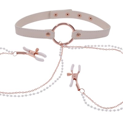 Peaches N Creame Collar With Nipple Clamps - Pink