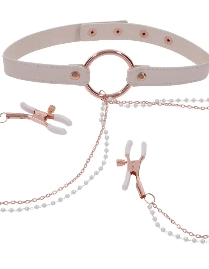 Peaches N Creame Collar With Nipple Clamps - Pink
