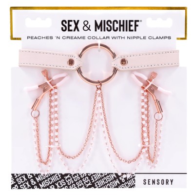 Peaches N Creame Collar With Nipple Clamps - Pink