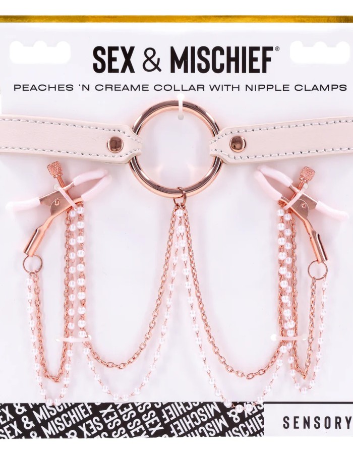 Peaches N Creame Collar With Nipple Clamps - Pink