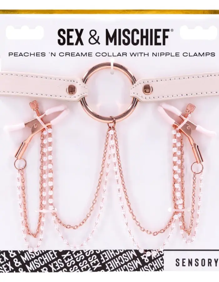 Peaches N Creame Collar With Nipple Clamps - Pink