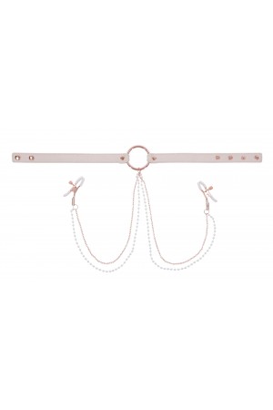 Peaches N Creame Collar With Nipple Clamps - Pink