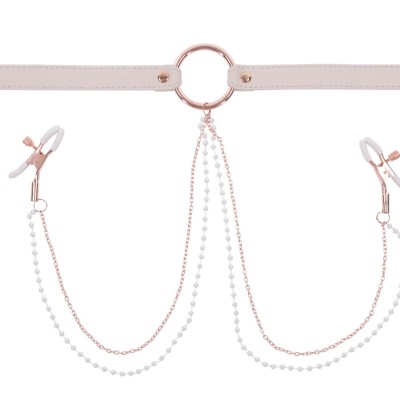 Peaches N Creame Collar With Nipple Clamps - Pink