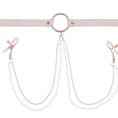 Peaches N Creame Collar With Nipple Clamps - Pink